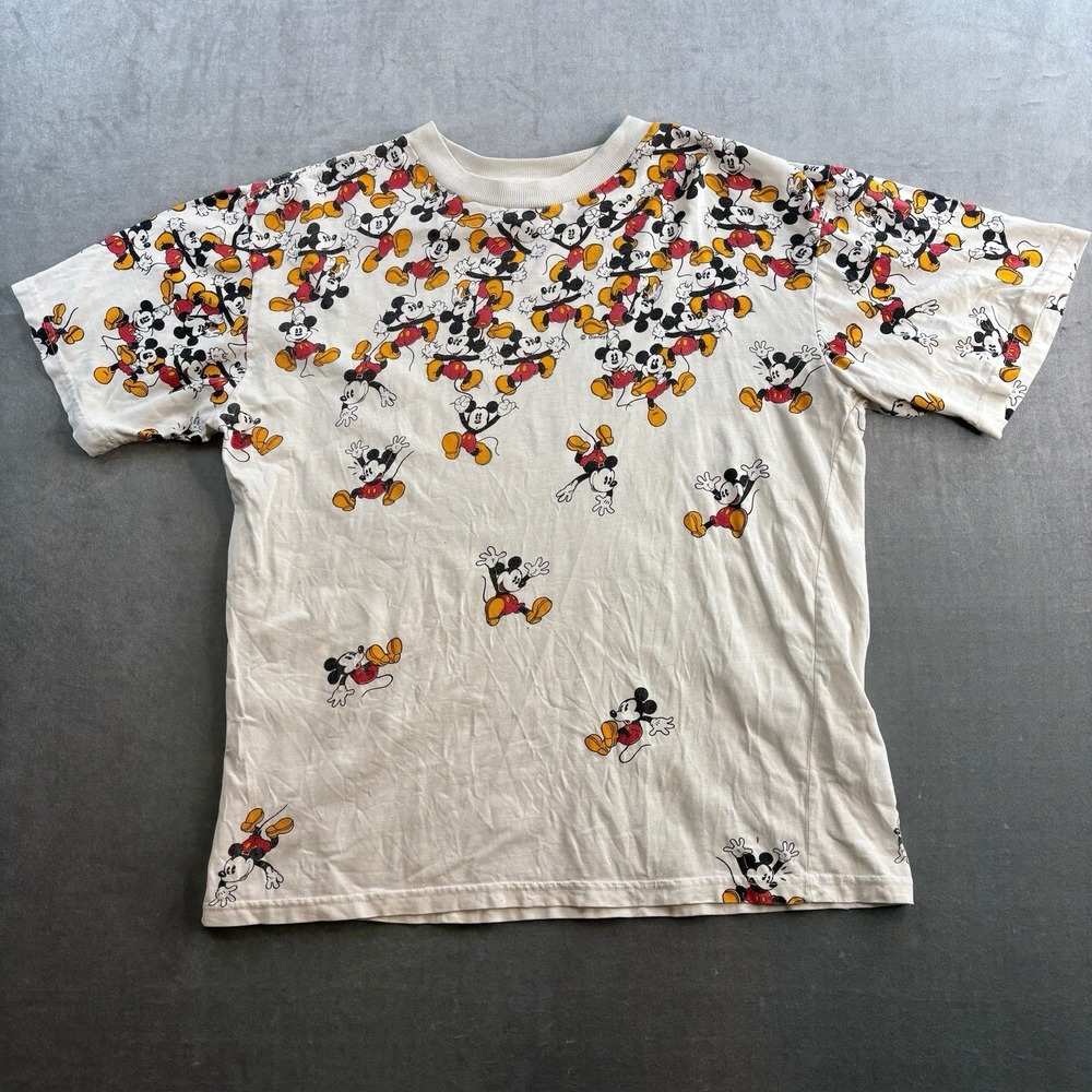 VTG Disney Mickey Mouse All Over Print T Shirt White Size XL